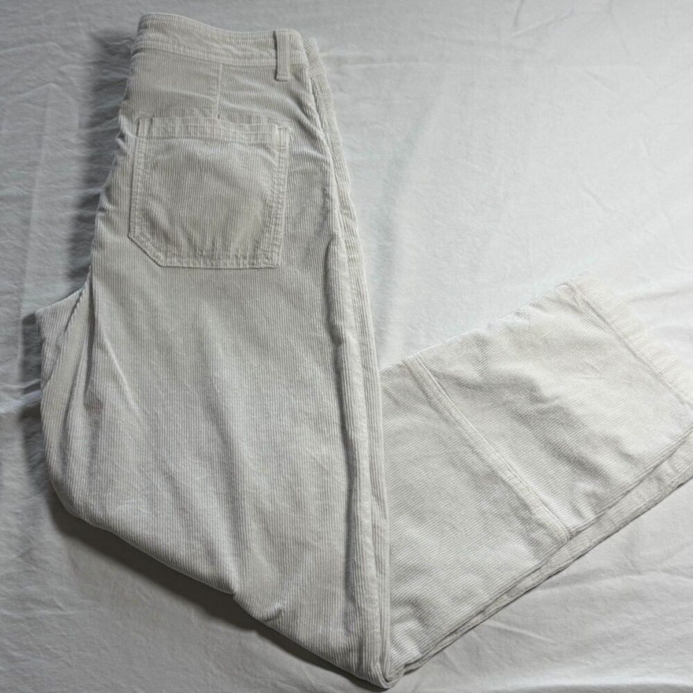 Maeve by Anthropologie Wide Leg Corduroy Pants 27 Ivory Cream High Rise Pocket - Picture 5 of 13